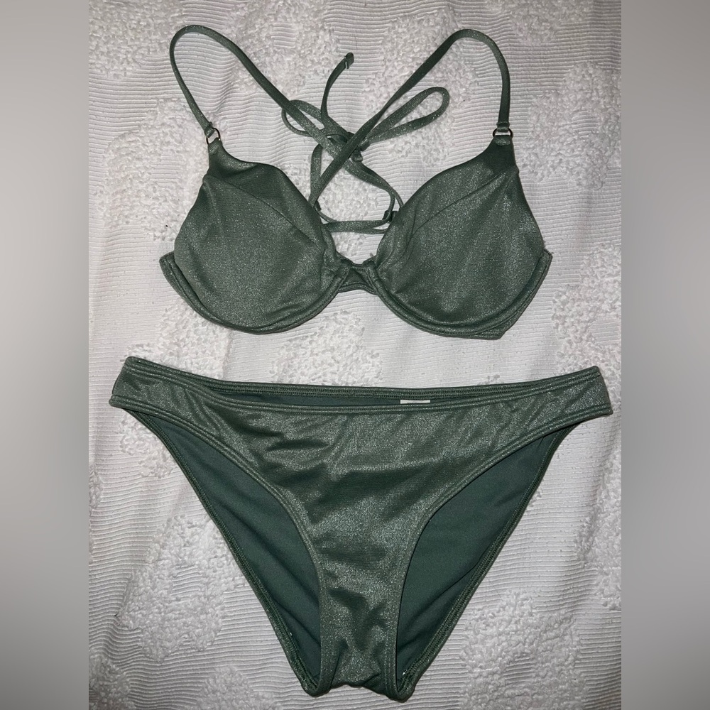 Green sparkly Hollister Bikini Set